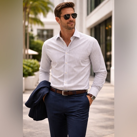 Canali Other - Canali Medium Dress Shirt  Striped Made In Italy Luxury Button Down Long Sleeves